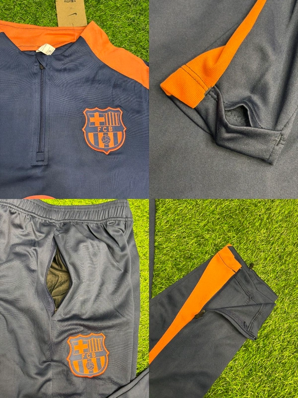 FC Barcelona Navy Blue And Orange Colour Training Suit - L