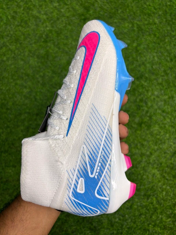 Mercurial Superfly 10 White Blue High-top FG With Lace  - 6