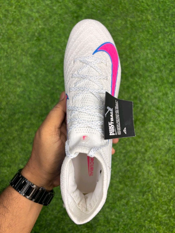 Mercurial Superfly 10 White Blue High-top FG With Lace  - 7