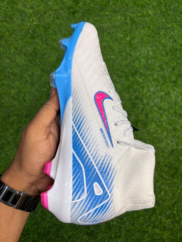 Mercurial Superfly 10 White Blue High-top FG With Lace  - 7