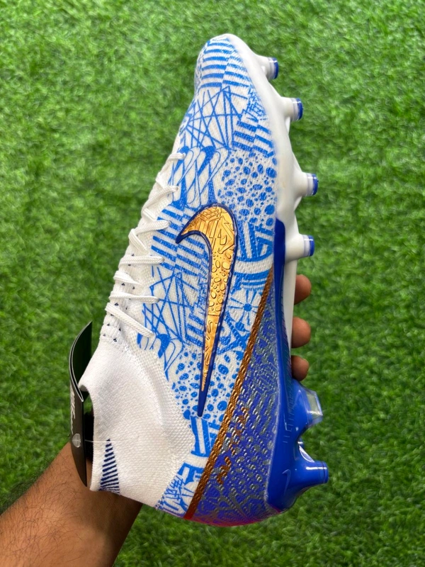 Mercurial Superfly 9 White Blue High-top FG/AG With Lace - 7.5