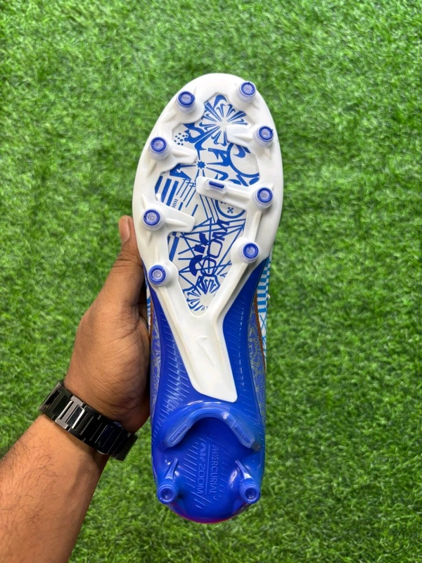 Mercurial Superfly 9 White Blue High-top FG/AG With Lace - 7.5