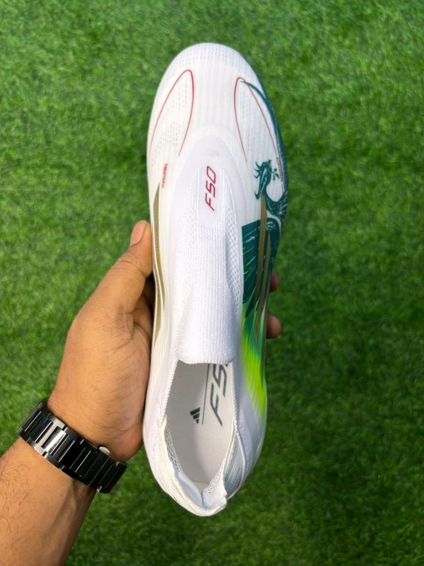 F50 Elite White Green Mo Salah Edition Low-top FG With Lace - 7.5