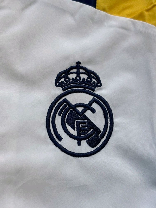 Madrid White Yellow And Navy Blue Colour Mix Windbreaker Jacket  - S