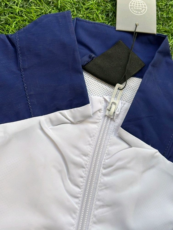 Madrid White Yellow And Navy Blue Colour Mix Windbreaker Jacket  - S
