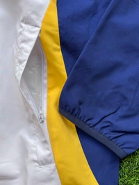Madrid White Yellow And Navy Blue Colour Mix Windbreaker Jacket  - S