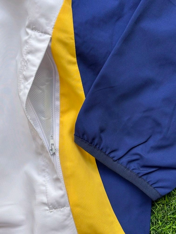 Madrid White Yellow And Navy Blue Colour Mix Windbreaker Jacket  - S