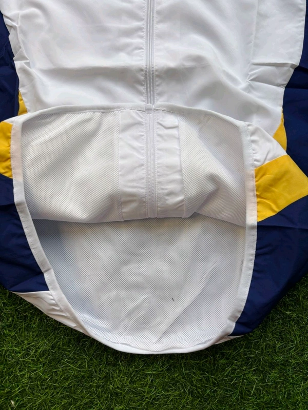 Madrid White Yellow And Navy Blue Colour Mix Windbreaker Jacket  - S