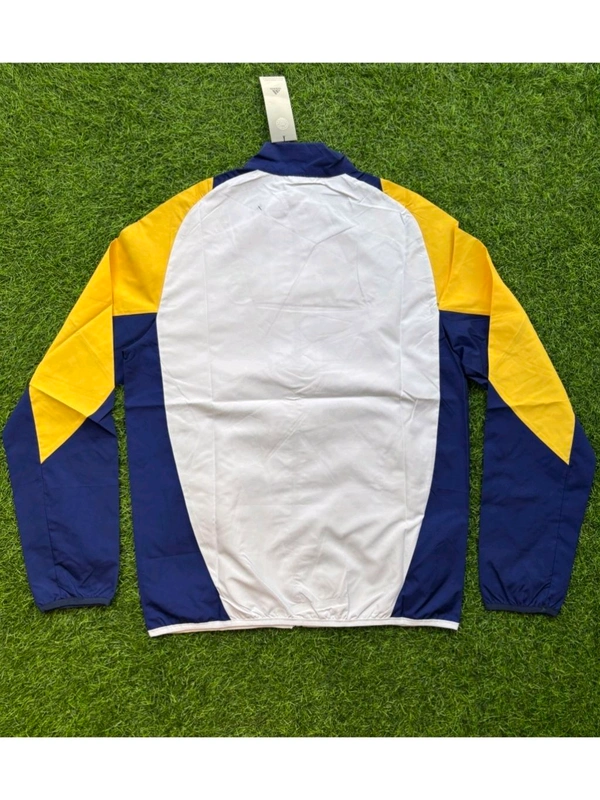 Madrid White Yellow And Navy Blue Colour Mix Windbreaker Jacket  - S