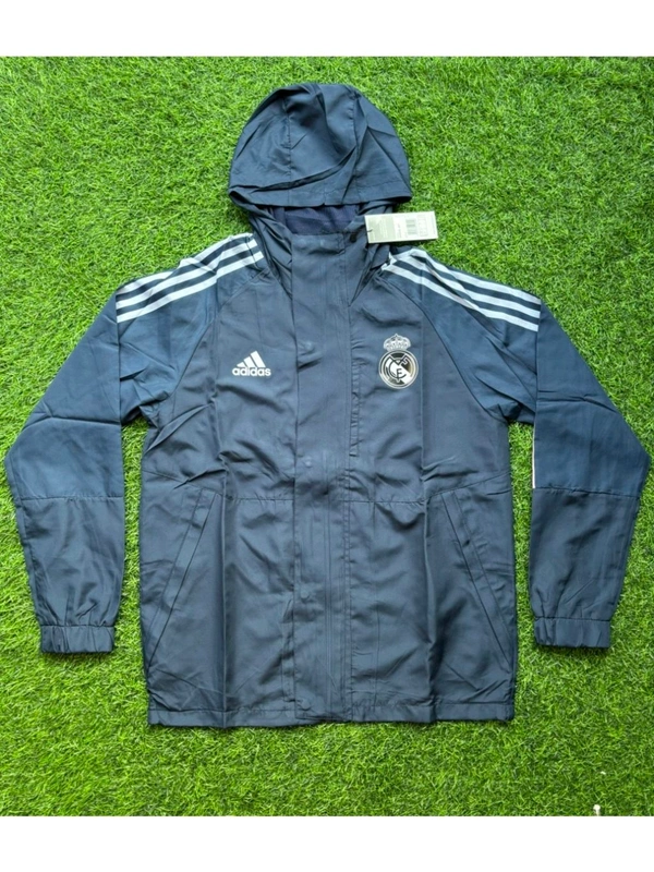Madrid Navy Blue Colour Windbreaker Jacket With Hoodi  - S
