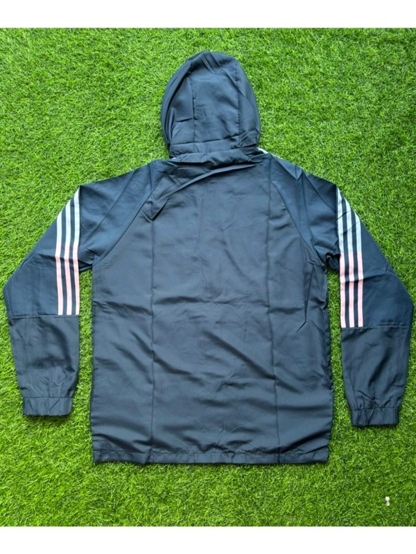 Madrid Navy Blue Colour Windbreaker Jacket With Hoodi  - S