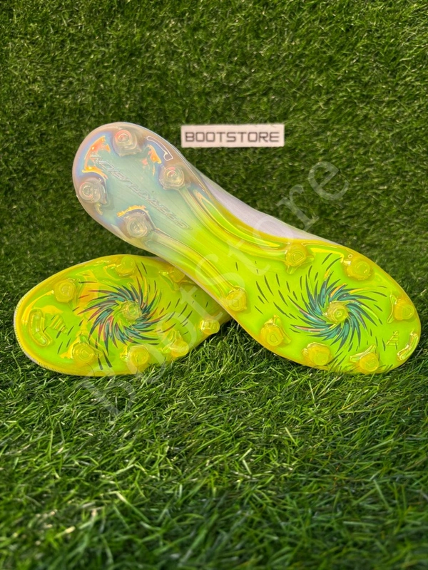 F50 Elite White Light Green Low-top FG With Lace - 7.5