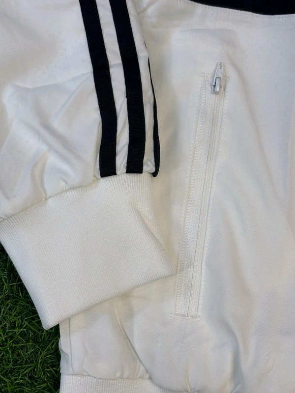 Madrid White Colour With Black Stripe Windbreaker Jacket - S