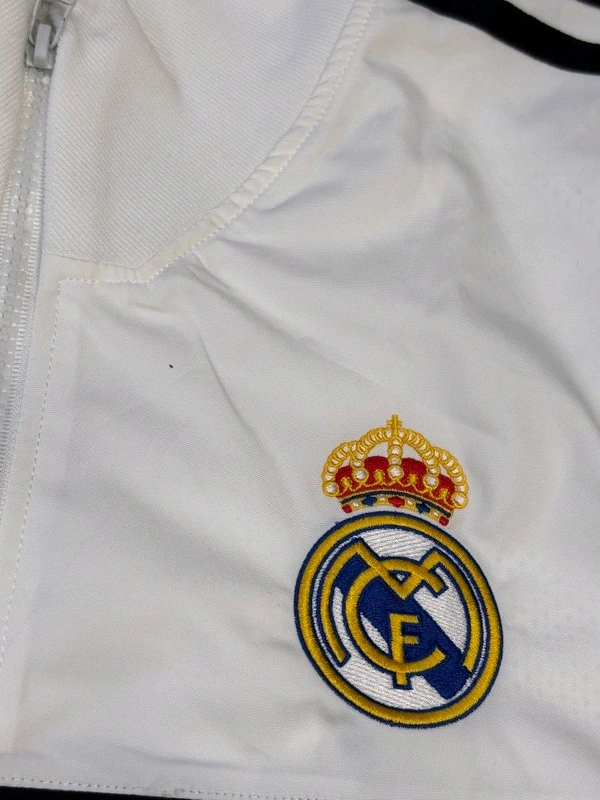 Madrid White Colour With Black Stripe Windbreaker Jacket - M
