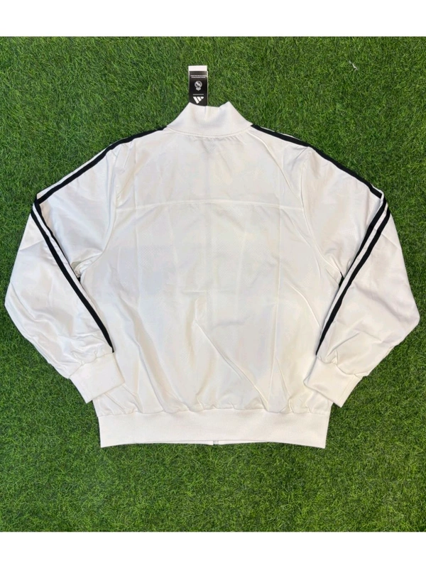 Madrid White Colour With Black Stripe Windbreaker Jacket - M