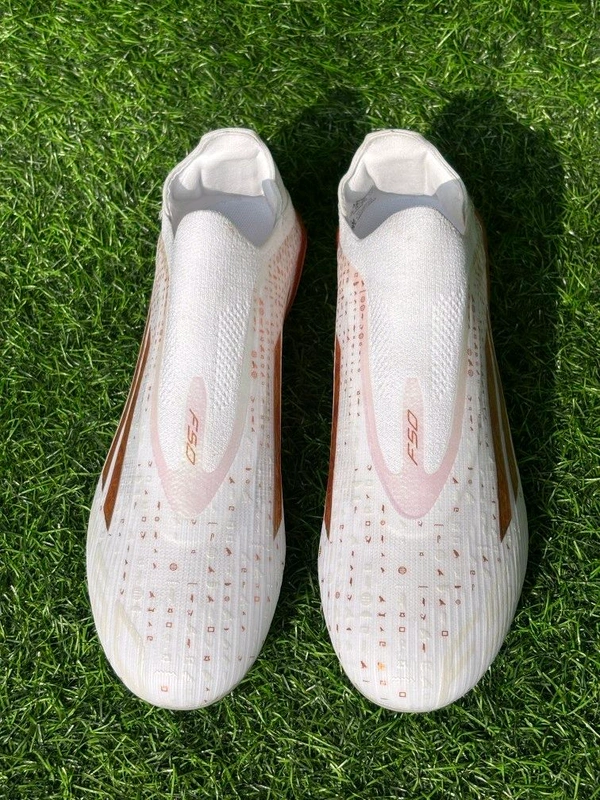 F50 Elite White Brown Colour Low-top FG Without Lace - 7.5