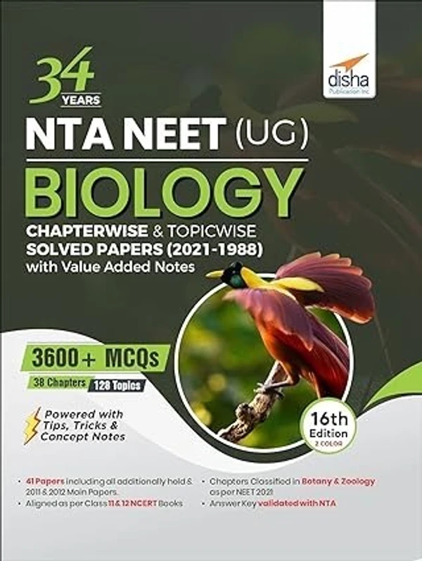 34 Years NTA NEET (UG) BIOLOGY Chapterwise & Topicwise Solved Papers with Value Added Notes (2021 - 1988) 16th Edition (English, Paperback, Experts Disha)