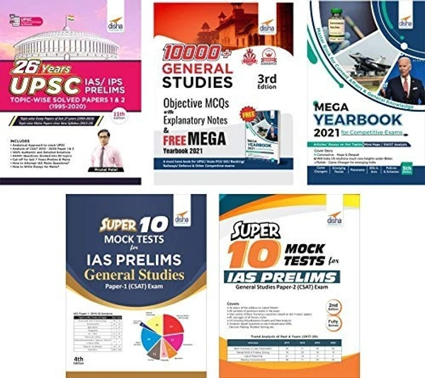 DIsha Publications Civil Services IAS Prelims General Studies 2021 Simplified - 26 Years Solved Papers, 10000+ MCQs, Yearbook, Mock Tests Papers 1 & 2 - 9th Edition (Paperback, Disha Experts)