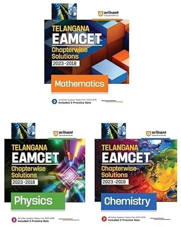 Arihant Publications Arihant Telangana EAMCET Chapterwise Solutions 2023-2018 Mathematics, Physics, Chemistry For 2024 Exam [3 BOOKS COMBO] 