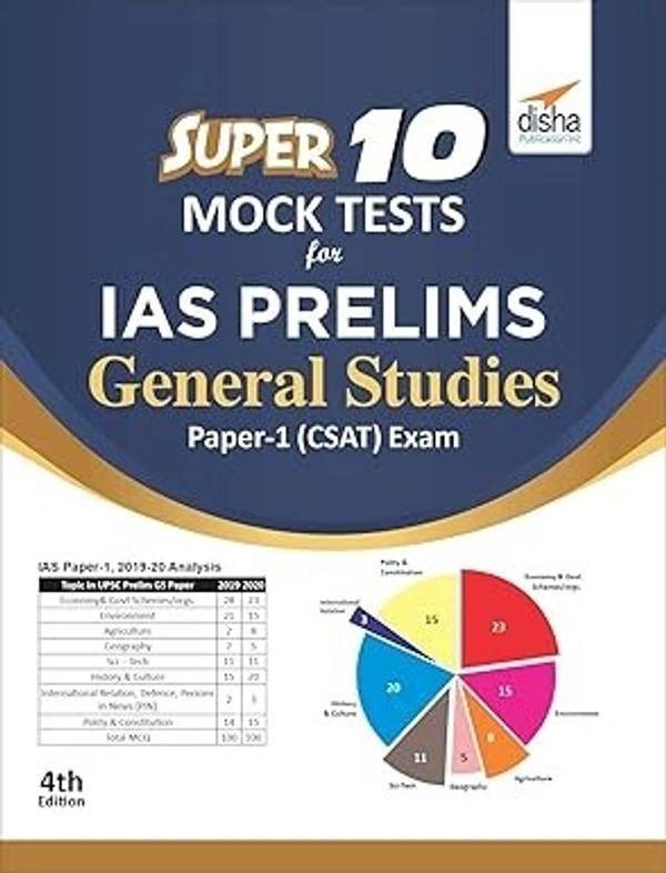 Disha Super 10 Mock Tests for IAS Prelims General Studies Paper 1 (CSAT) Exam - 4th Edition (Paperback, Disha Experts) 9789390486489