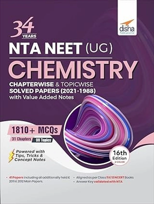 Disha Publication 34 Years NTA NEET (UG) CHEMISTRY Chapterwise & Topicwise Solved Papers with Value Added Notes (2021 - 1988) 16th Edition Disha Publication 9789391025861