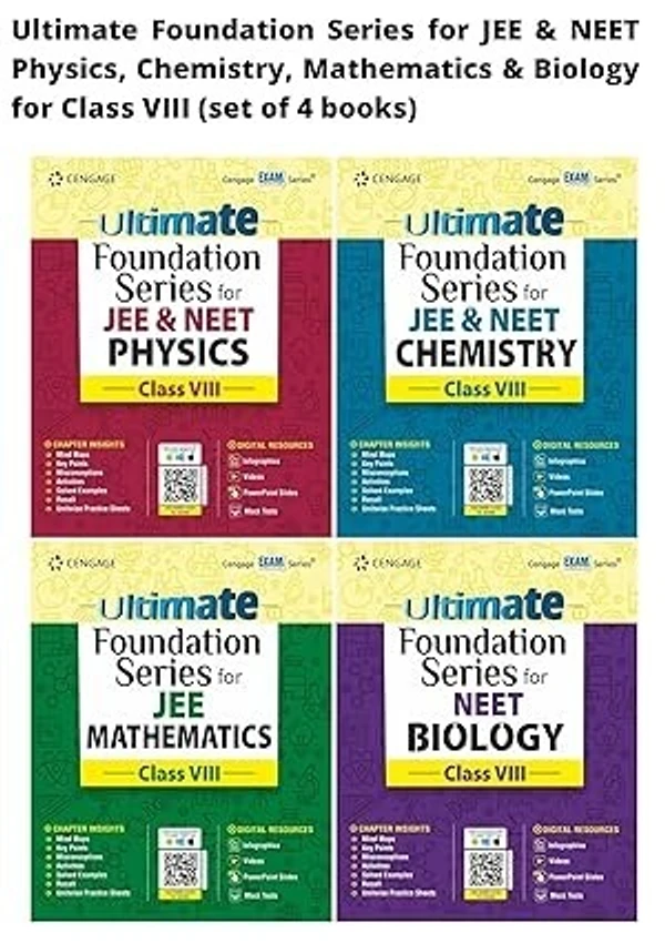 Cengage Learning India Private Limited Ultimate Foundation Series for JEE & NEET Physics, Chemistry, Mathematics & Biology for Class VIII (set of 4 books)