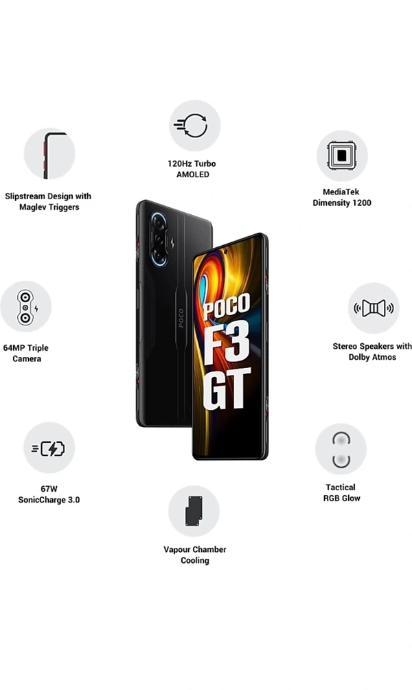 Poco  F3 GT 8GB Ram 128GB Rom  - predator Black