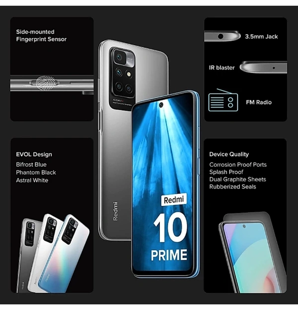 Redmi  10prime 4GB Ram 64GB Rom  - Phantom Black,
