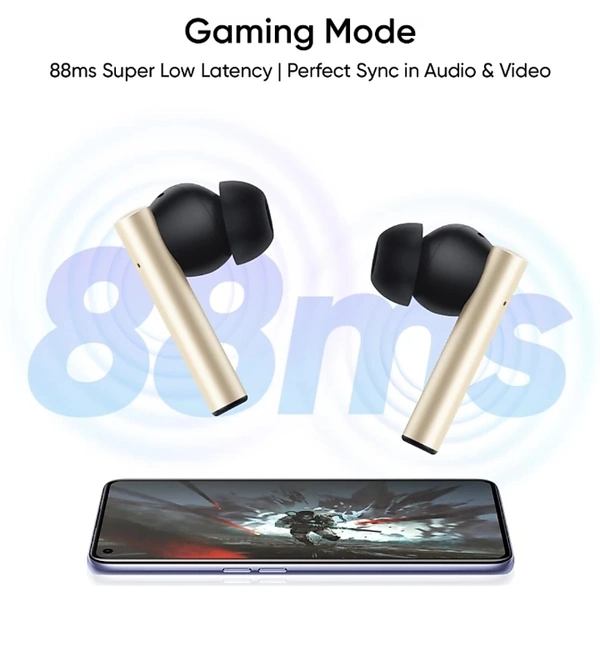 Realme  Buds Air 2 with Active Noise Cancellation (ANC) Bluetooth Headset (Closer Gold, True Wireless) - Closer Gold