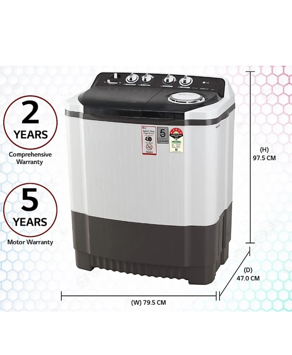 LG 8.5 kg Semi Automatic Top Load Grey, White (P8535SGMZ)