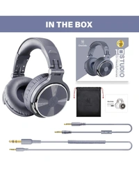 OneOdio Pro-10 Over Ear Headphone, Wired DJ Bass Headsets with 50mm Driver, Foldable Lightweight Headphones with Shareport and Mic for Recording Monitoring Podcast Guitar PC TV(Light Blue) - Light Blue