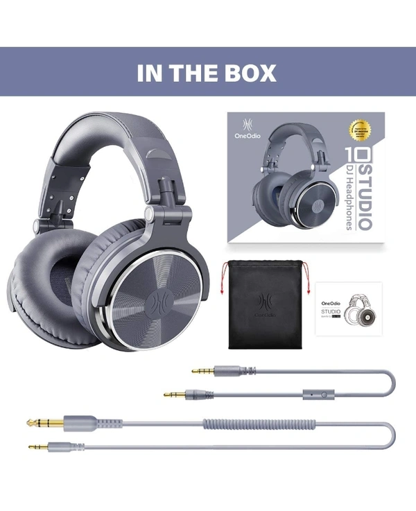OneOdio Pro-10 Over Ear Headphone, Wired DJ Bass Headsets with 50mm Driver, Foldable Lightweight Headphones with Shareport and Mic for Recording Monitoring Podcast Guitar PC TV(Light Blue) - Light Blue