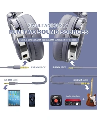 OneOdio Pro-10 Over Ear Headphone, Wired DJ Bass Headsets with 50mm Driver, Foldable Lightweight Headphones with Shareport and Mic for Recording Monitoring Podcast Guitar PC TV(Light Blue) - Light Blue