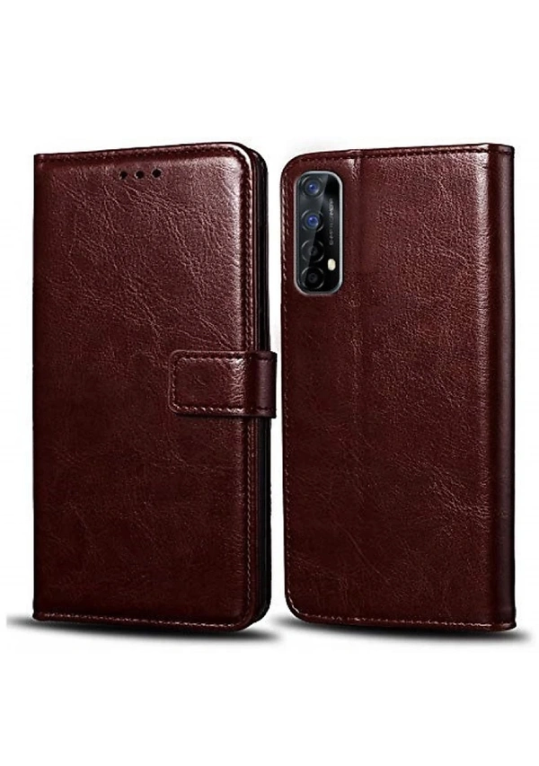 Krofty Flip Cover for Realme 7 & Narzo 20 Pro - Brown 