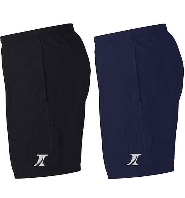 INDICLUB Solid Men Black, Blue Basic Shorts - XXL