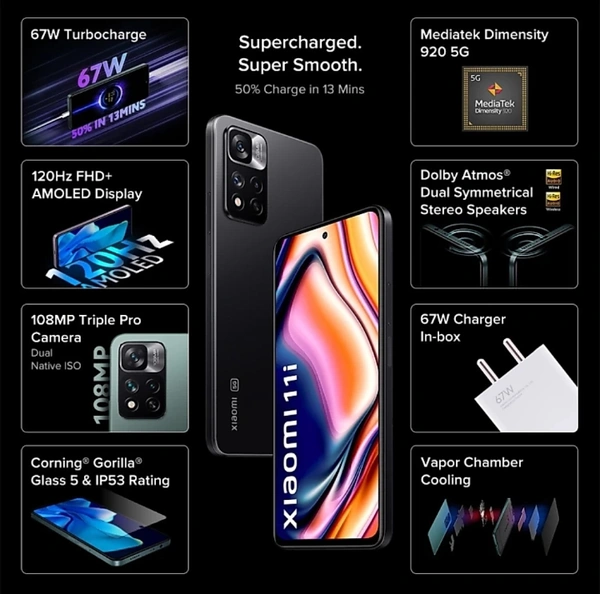 Xiaomi 11i 5G (Stealth Black, 128 GB) (6 GB RAM)