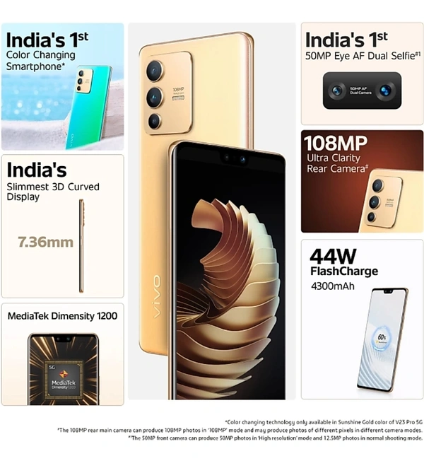 vivo V23 Pro 5G (Sunshine Gold, 256 GB) (12 GB RAM)