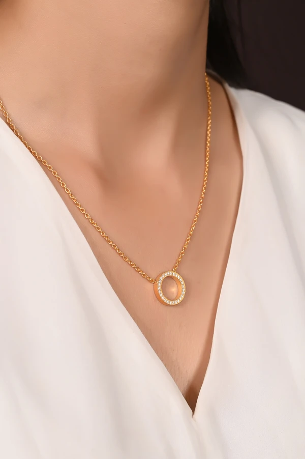 Mira Circle Of Sparkle - Yellow Gold, Pendent Length: 20 Inch, Pendent