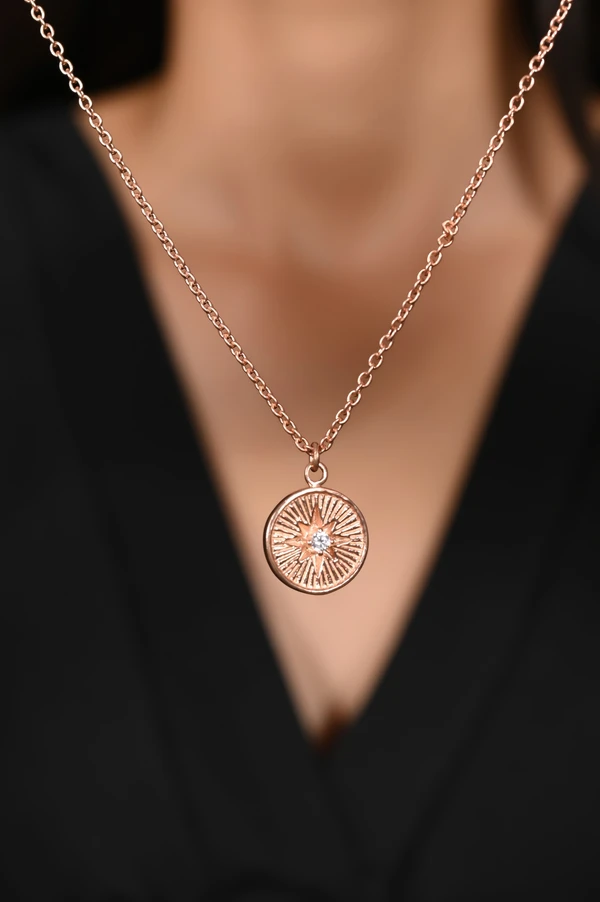 Mira Ray Of Sunshine  - Rose Gold, Pendent Length: 20 Inch, Pendent