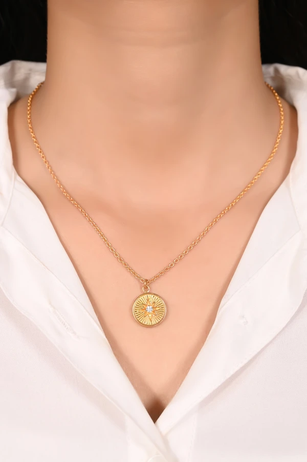 Mira Ray Of Sunshine  - Yellow Gold, Pendent Length: 20 Inch, Pendent