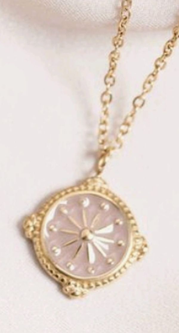 Mira Compass Of Life Pendent  - Lavender Rose, Product Length: 20 Inch, Silver Pendent
