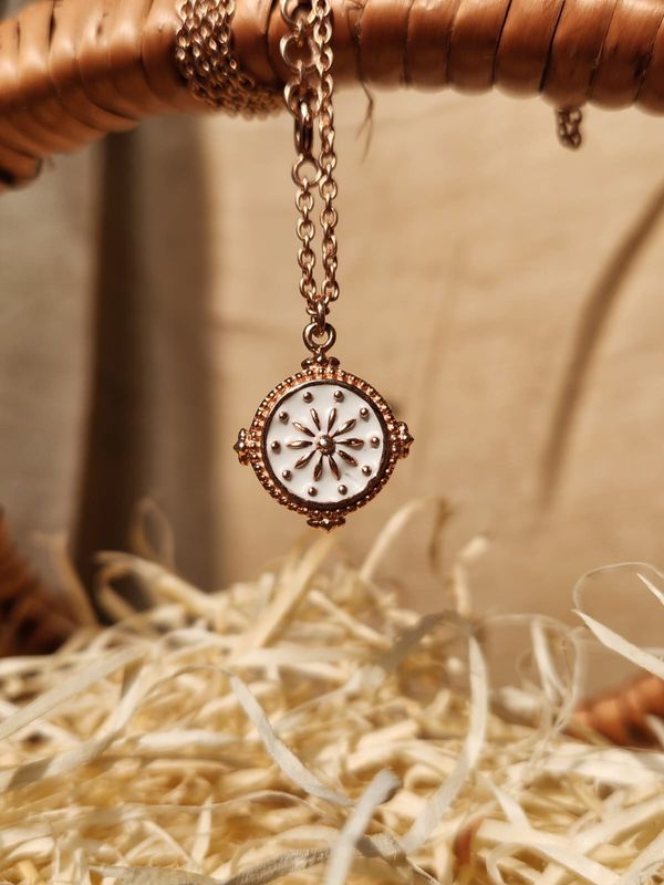 Mira Compass Of Life Pendent  - White, Pendent Length: 20 Inch