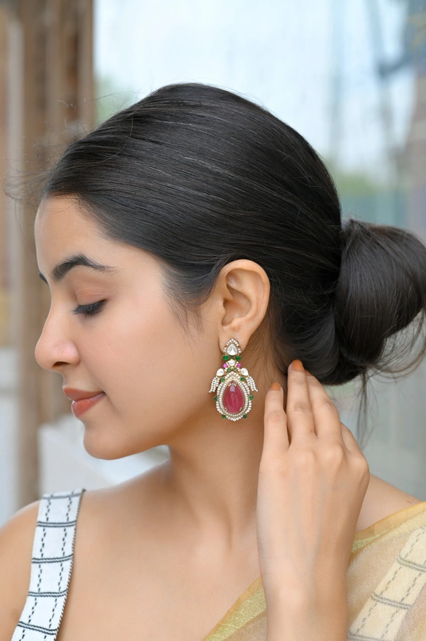 Navmi Mozonite Polki Earrings