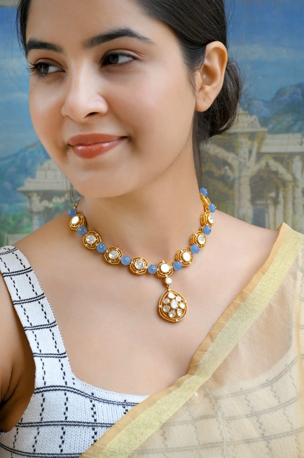 Naveli Mozonite Polki Necklace