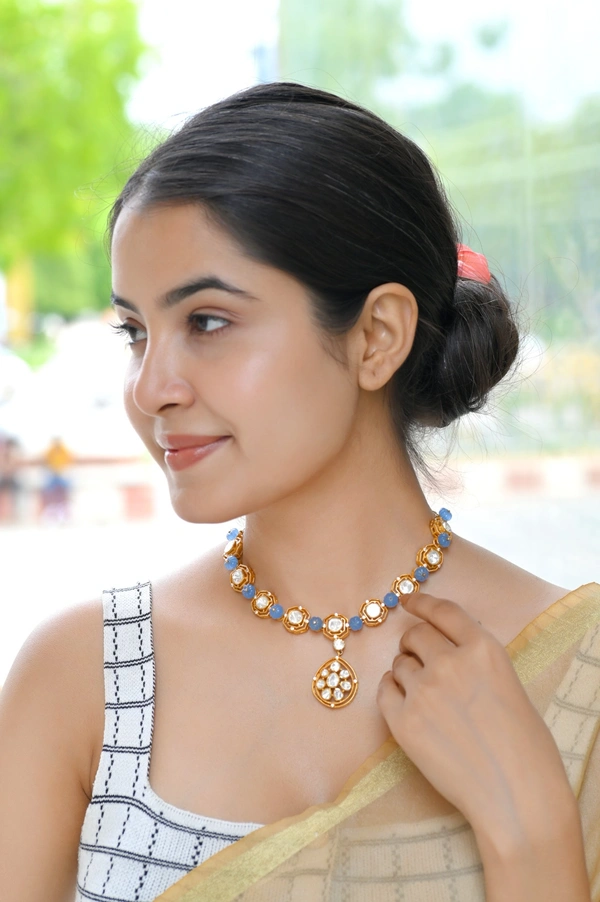 Naveli Mozonite Polki Necklace