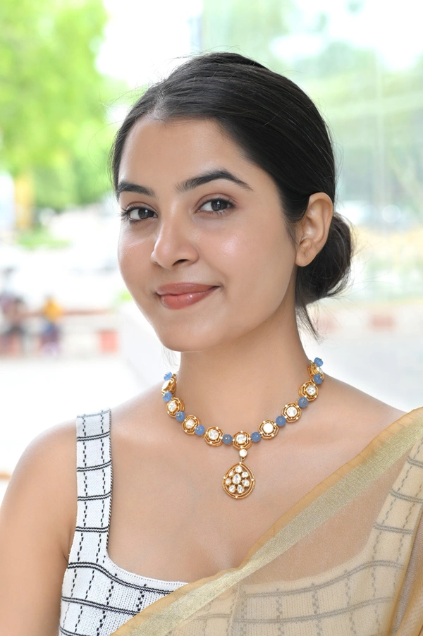 Naveli Mozonite Polki Necklace