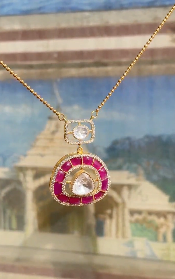 Raya Mozonite Polki Silver Pendent