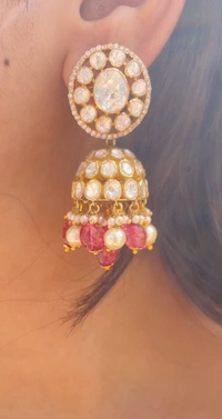Silver Mozonite Polki Jhumka