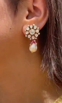 Silver Mozonite Polki Studds