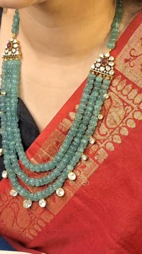 Gauri Mozonite Polki Long Necklace